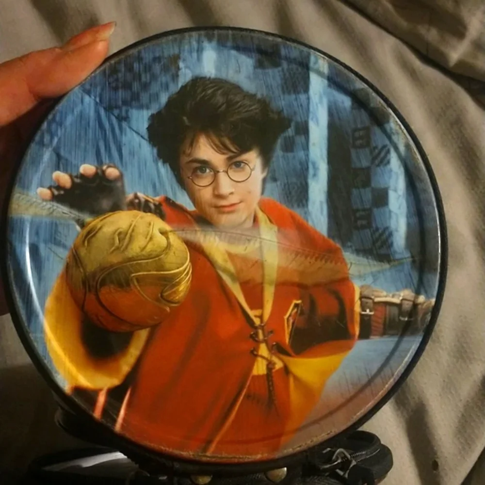 Harry Potter & the Golden Finch & Hogwarts Crest 3D Tin CD Disk Case Y2K Vintage
